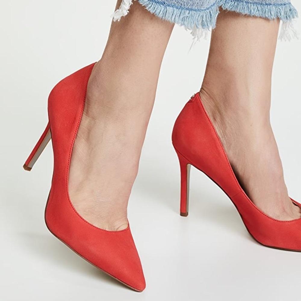 Suede Coral Punch Pointed Toe High Heel Pump (5)